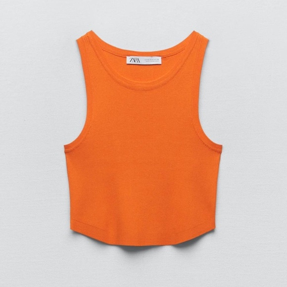 Zara Orange Knit Crop Top XL - Picture 2 of 7